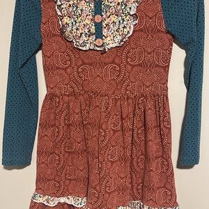 Matilda Jane Teal and Brown Paisley Kids Dress